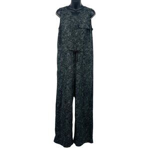 Athleta Womens Size Small Sleeveless V-Neck Jumpsuit Drawstring Black Gray EUC